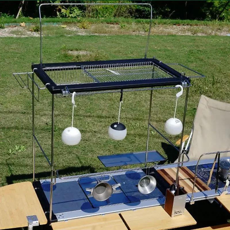 3/4 Unit Double-layer Rack Stainless Steel Side Rack Compatible With IGT 3/4 Unit Cold Camping Equipment Outdoor IGT Table