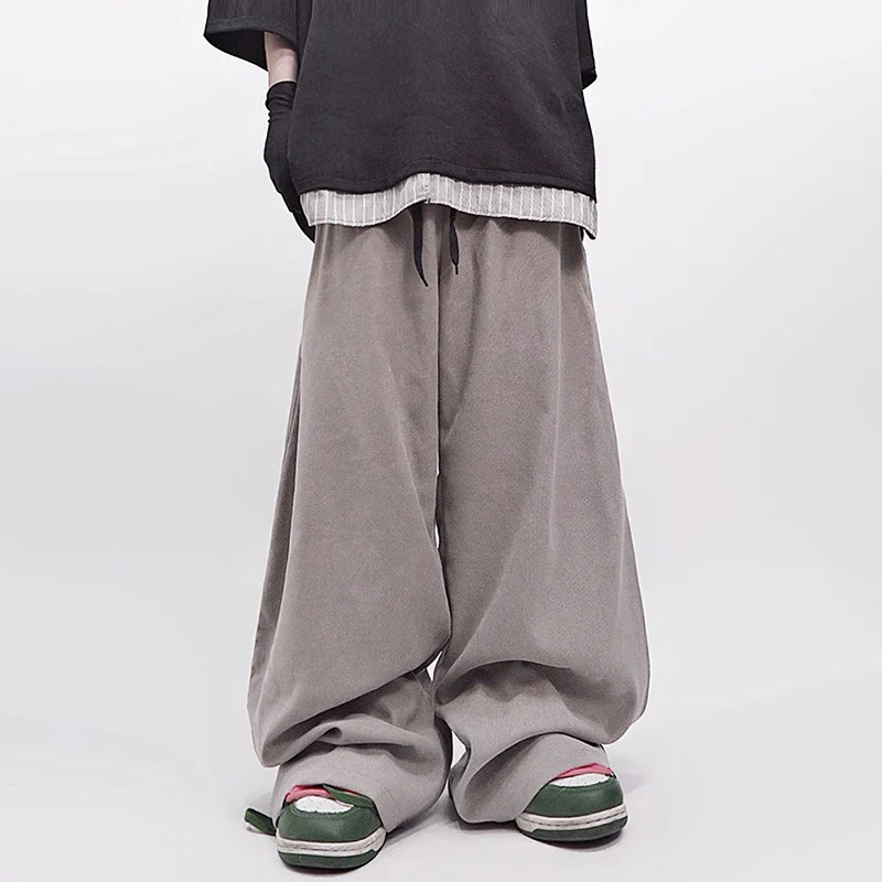 Luzhen bolsos de contraste de cor personalizados decorar design baggy calças casuais masculinas 2025 cintura elástica calças largas jy1949