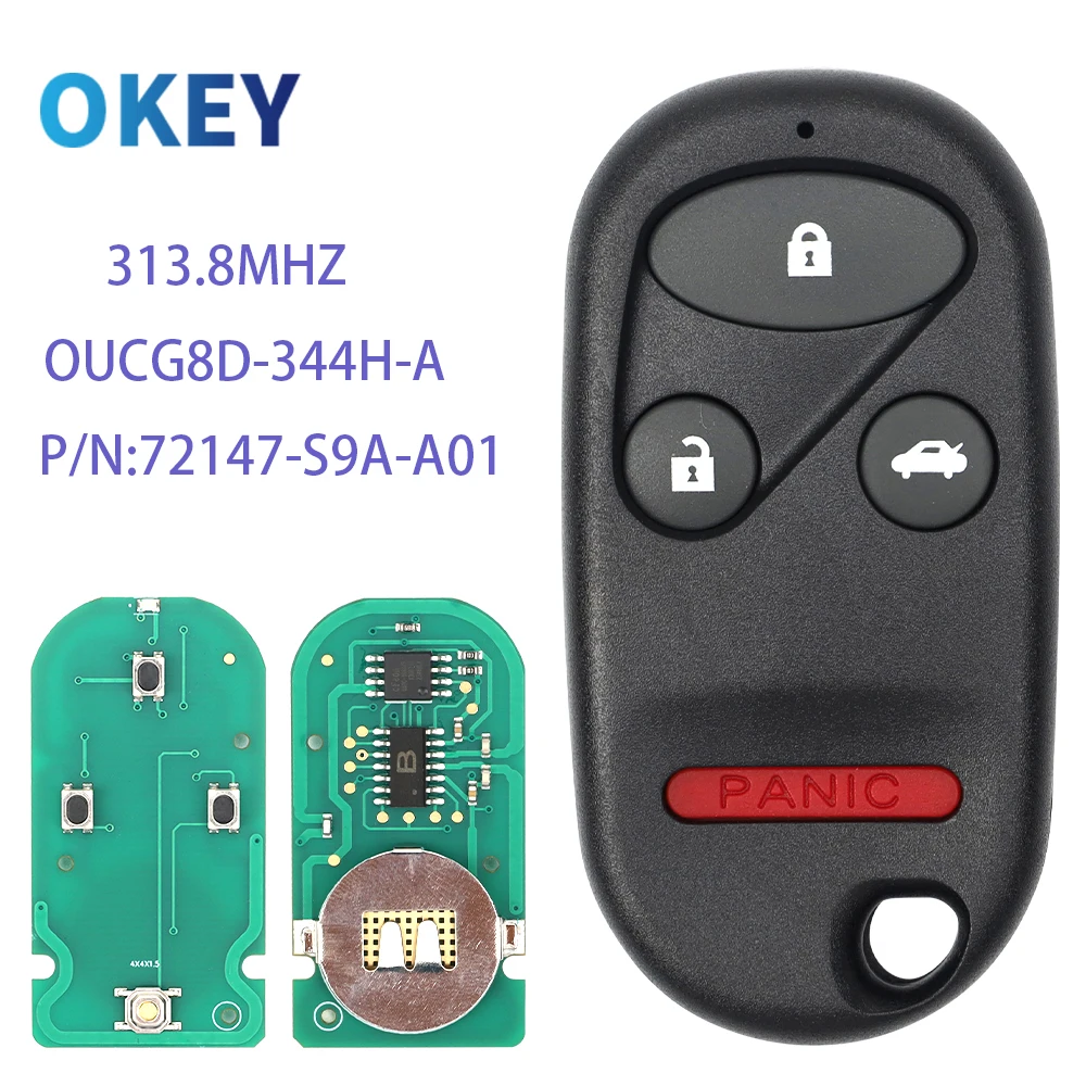 Okey Remote Car Key 313.8MHz For Honda Element 2004-2011 CR-V Civic Si 2002-2005 Fob OUCG8D-344H-A P/N:72147-S9A-A01