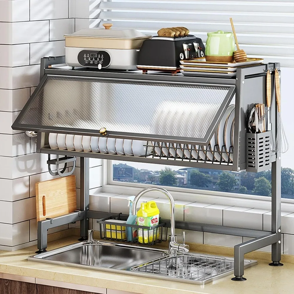 Over The Sink Dish Drying Rack 3 Tier Large Kitchen Sink Shlef Dish Rack Over The Counter Metal Dish Drying Rack Adjustable