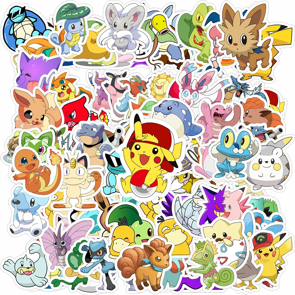 10/30/50/100PCS Kawaii Pokemon Waterproof Stickers Funny Pikachu Psyduck Decals Graffitit DIY Notebook Bike PVC Kid Sticker Gift