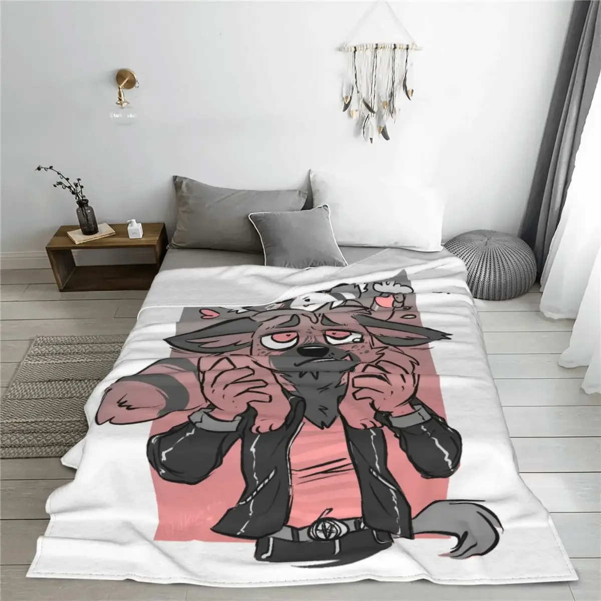 Aggretsuko Aggressive Retsuko Karaoke Blanket Spring Autumn Haida Hyena Ultra-Soft Throw Blanket for Bed Travel Plush Thin Quilt