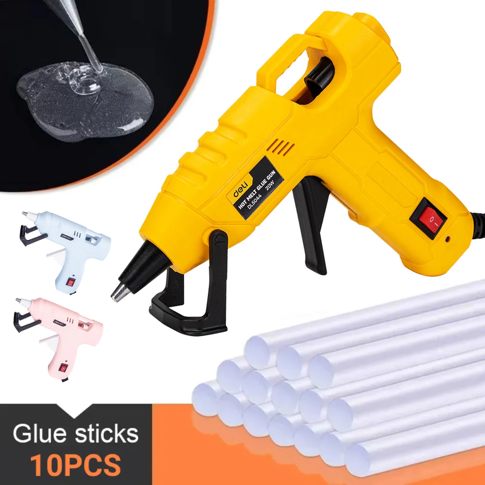 Pistolet do klejenia na gorąco Deli 20W z klejem 7mm Mini pistolet do klejenia przemysłowego Elektryczny pistolet do pomiaru temperatury ciepła Narzędzie naprawcze