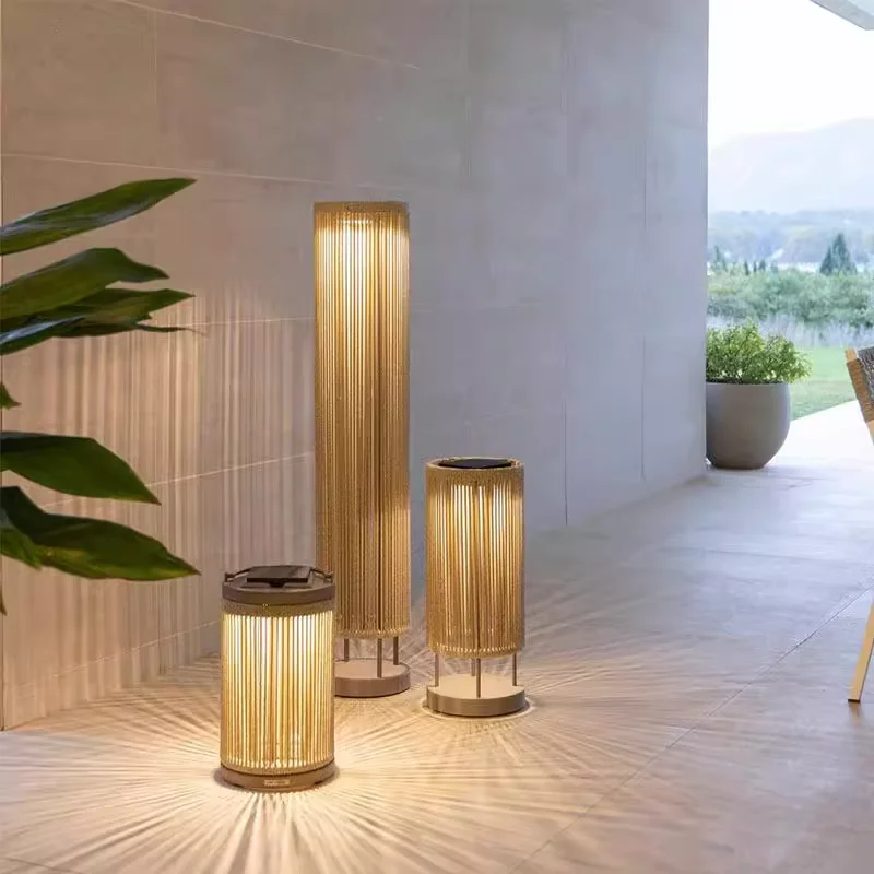 Solare Vertical Rope Floor Light Outdoor Waterproof Lawn Standing Lamp Solar Villa Courtyard Garden Balcony Home Decor Lighting