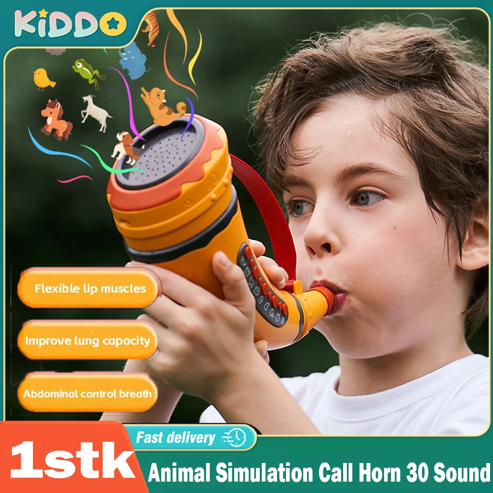 

New Animal Simulation Call Horn 30 Sound Effects Horn Tiger Elephant Whistle Horn Exercise Lung Capacity Children's Toy Gifts