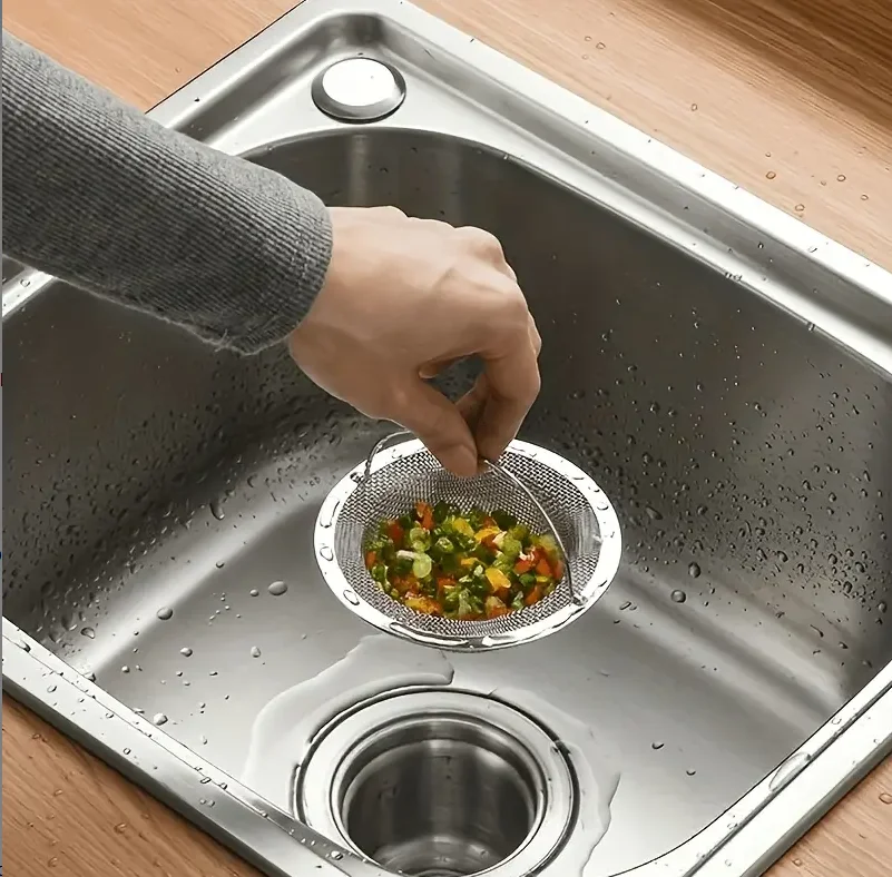 1 Piece of Stainless Steel with Handle Water Basin Filter Suitable for Kitchen/Bathroom Basins, Easy to Prevent Blockages