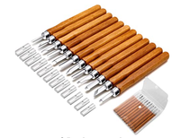 12 Pcs SK2 Carbon Steel Wood Carving Tools Knife Kit Mahogany Handle DIY Hand Carving Tools Kids & Beginners with Reusable Pouch