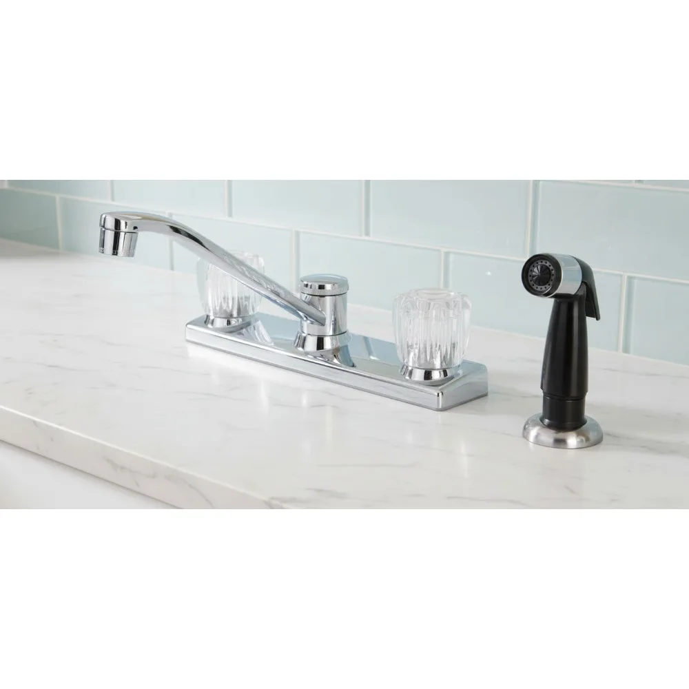 

Premium 8-Inch Kitchen Faucet with Side Sprayer, Polished Chrome Finish for Modern Homes
