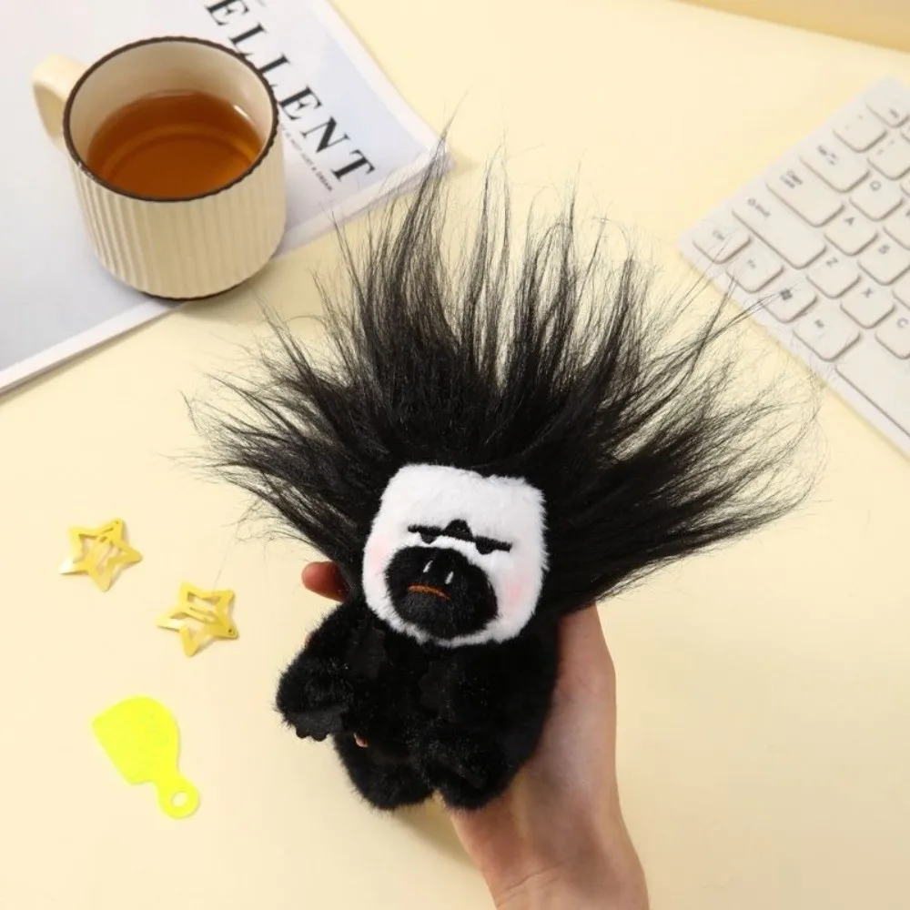 

Cute Plush White Face Monkey Fried Hair Funny Ugly Stuffed Doll Toy With Hairpins Comb Bag Decorative Keychain Bag