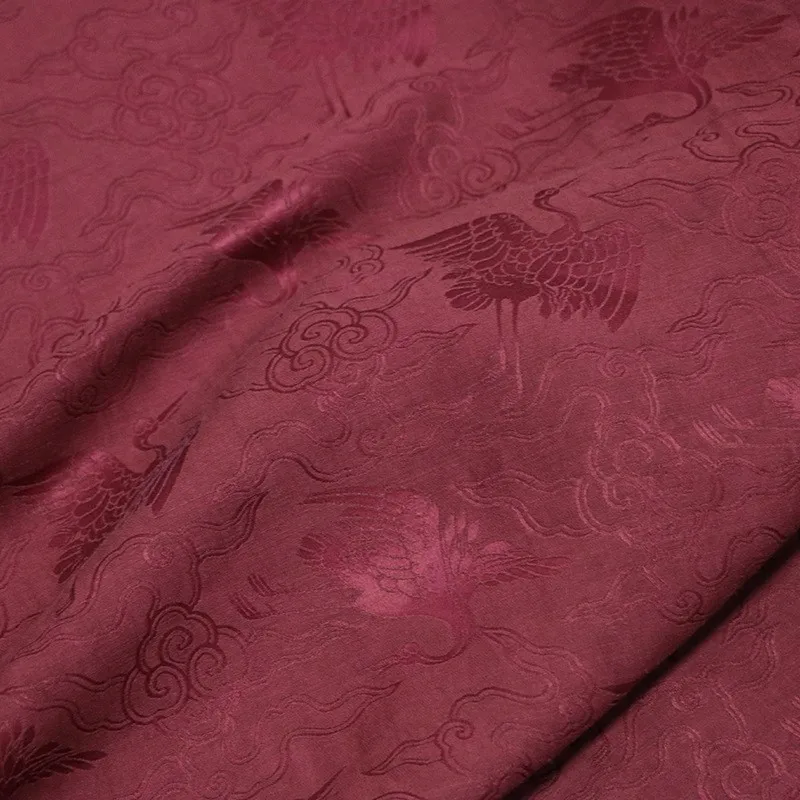 The designer of vintage cheongsam and Hanfu made ramie silk jacquard satin Xiangyunsha fabric old material