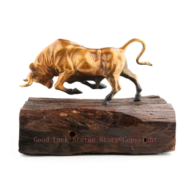 TOP - Unique -Finance stock market Money drawing Wall Street Charging Bull Brass statue # office auspicious efficacious Talisman