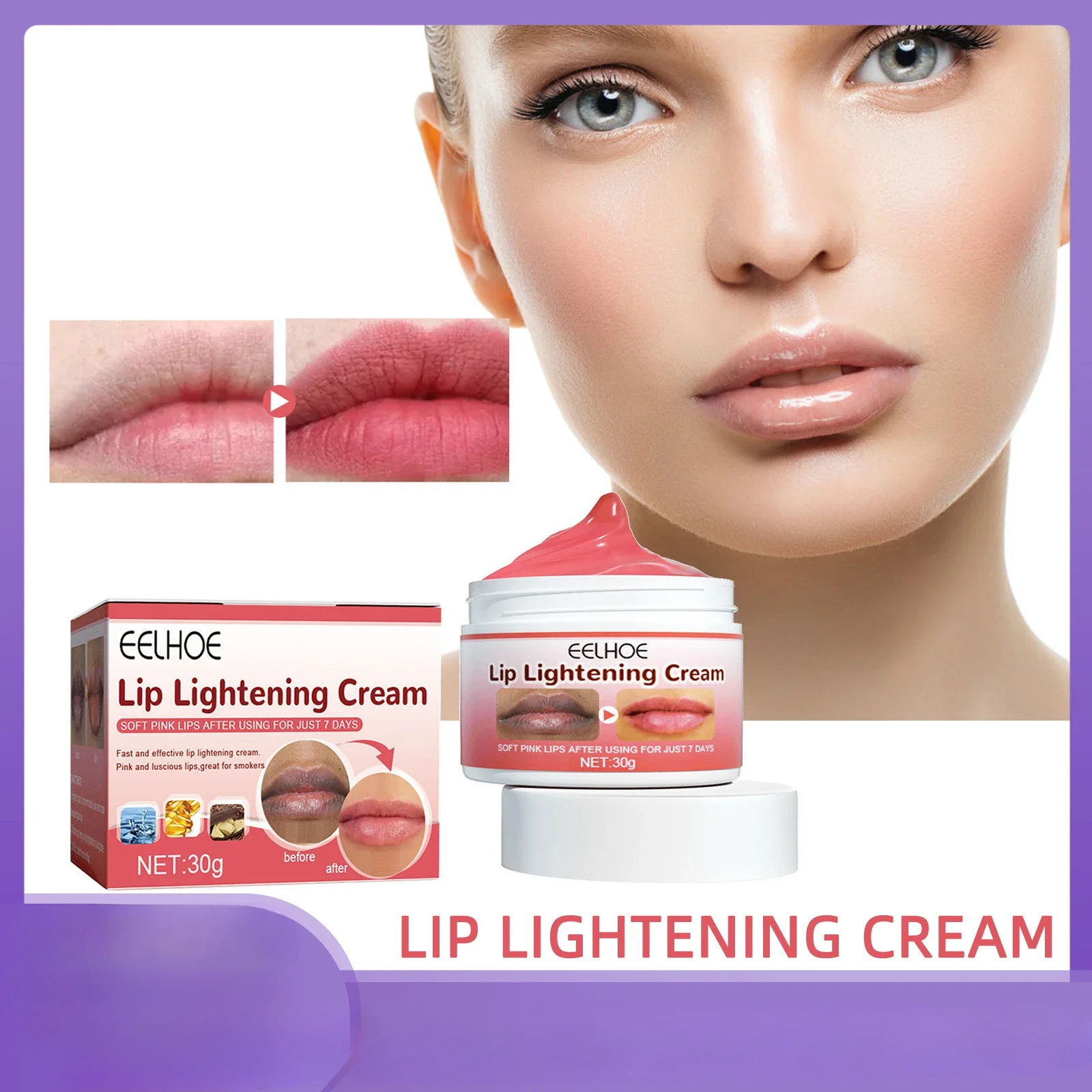 Eelhoe Moisturizing and Brightening Lip Balm Moisturizes and Hydrates Lips, Prevents Dryness and Flaking and Reduces Lip Lines