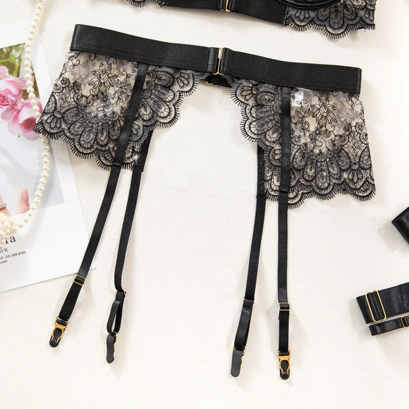 بيكيني مثير المعادن المثيرة الملابس الداخلية الجبهة مفتوحة الصدرية مجموعة من أربع قطع #6