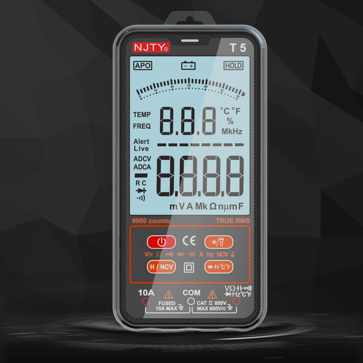 NJTY T5 TRMS multimetro digitale intelligente 6000 conteggi strumenti elettrici automatici misuratore di capacità tensione resistenza alla corrente