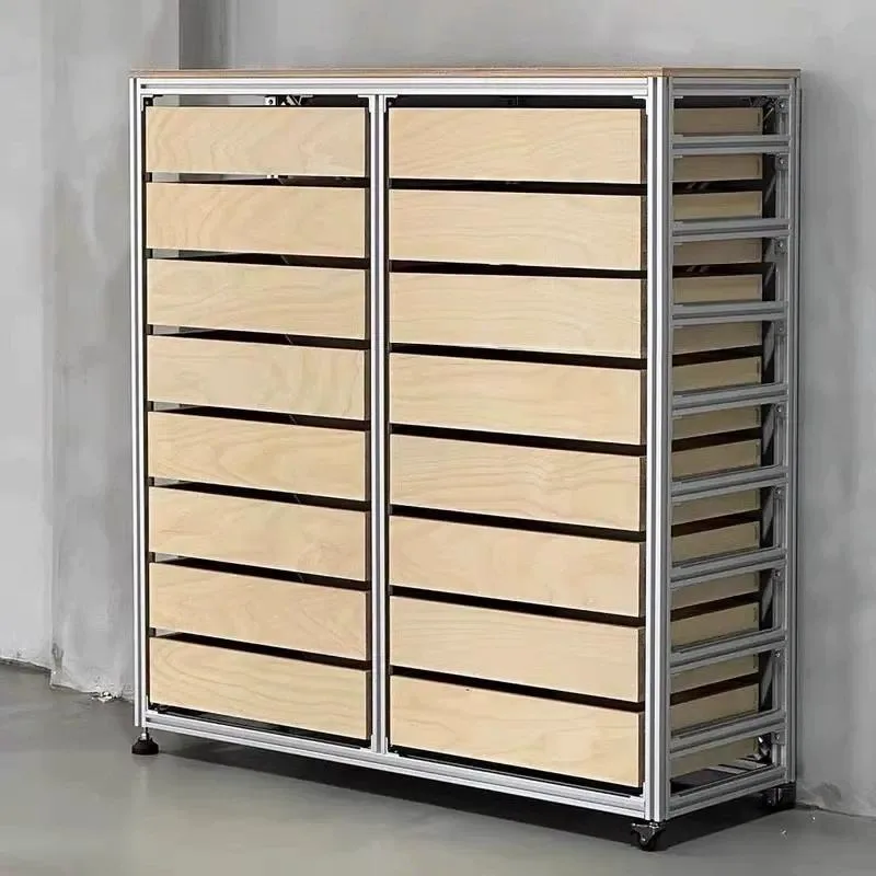 Aluminum Profile Drawers File Cabinets Lockers Birch Marine Panels Minimalist Multi Function Side Storage Chest Cabinet