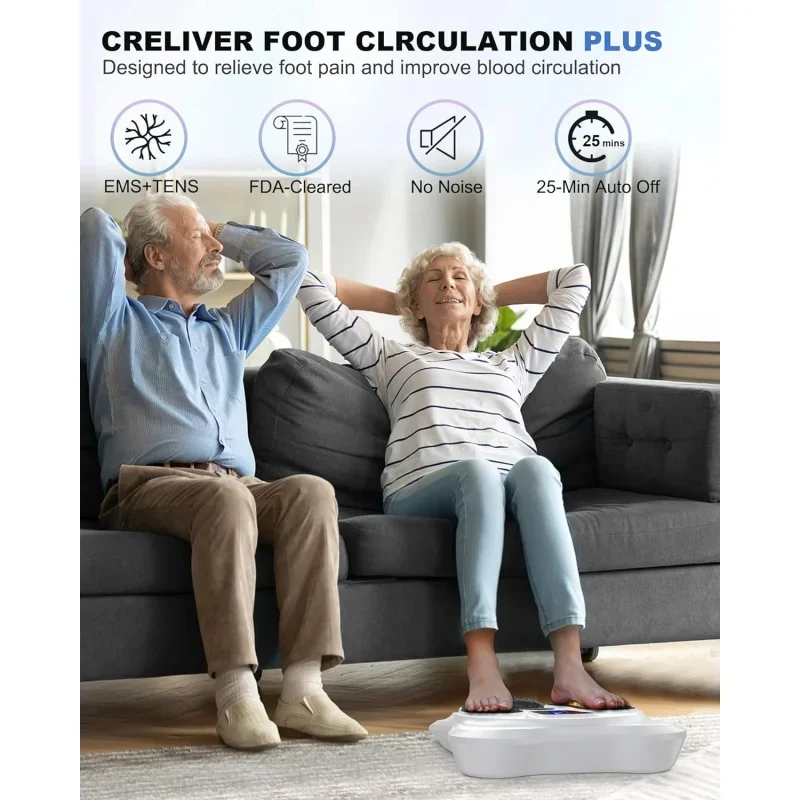 Creliver Foot Stimulator (FSA HSA Eligible) with EMS TENS for Pain Relief and Circulation, Electric Feet Legs Massagers Machine