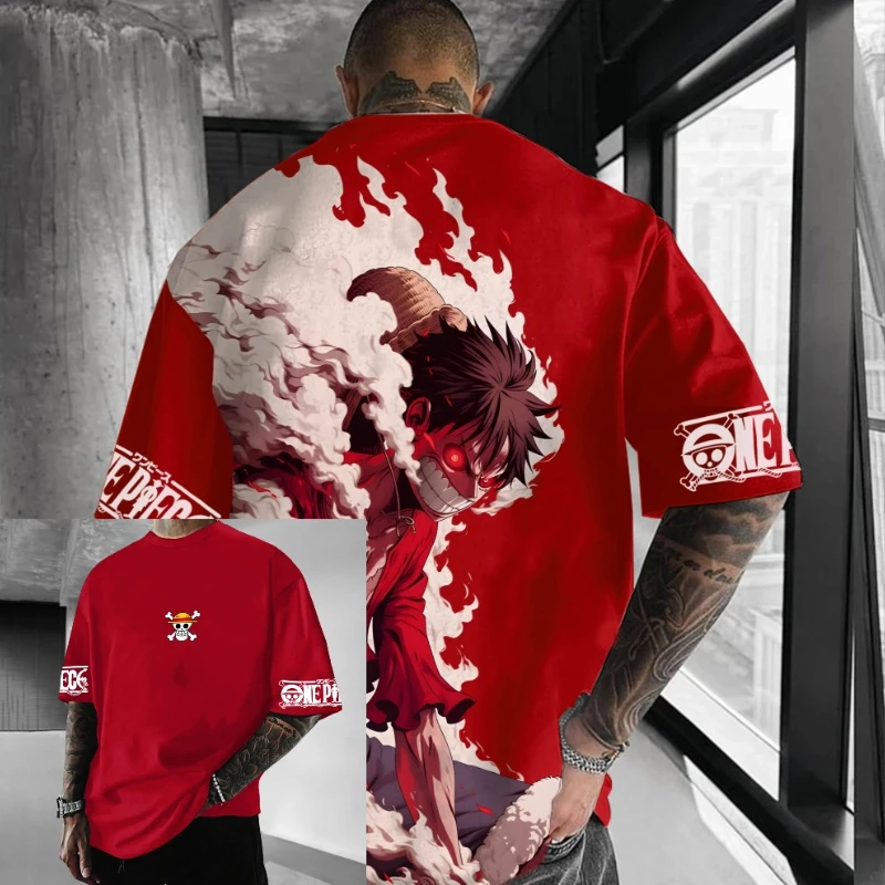 

2025 new anime ONE PIECE T-shirt Kids/AdultsY2K street fashion casual quick-drying oversized top