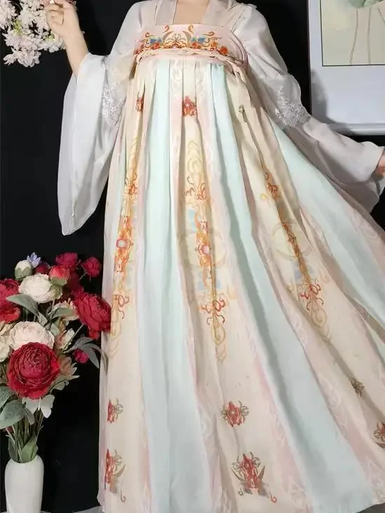 Verão antigo chinês tradicional floral bordado verde fada hanfu vestido conjunto para mulheres cosplay palco festa traje tang terno