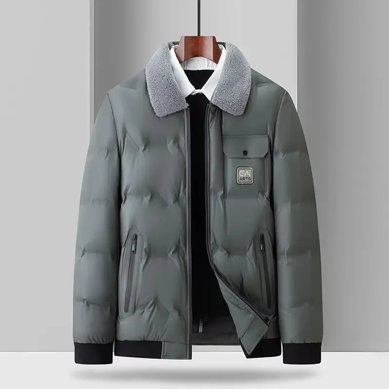 Jaqueta de couro de inverno dos homens para baixo casaco homem de alta qualidade pato para baixo masculino casual marca puffer roupas