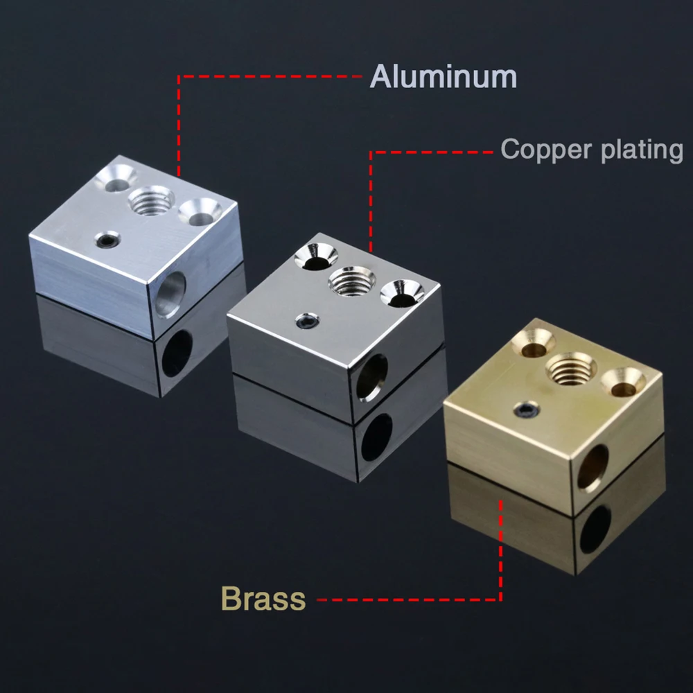 Ender 3 Heated Block  Aluminum/Brass/Plated Copper CR10/Ender 3V2/Ender5 Heated Block Bi-Metal Throat For Ender 3