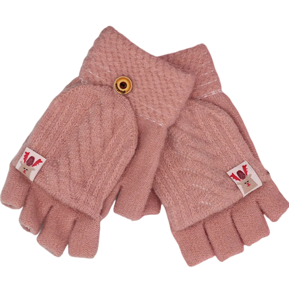 Thermal Half-finger Gloves Thicked Acrylic Touchscreen-ready Writing Design for Christmas Thanksgiving Day Gifts