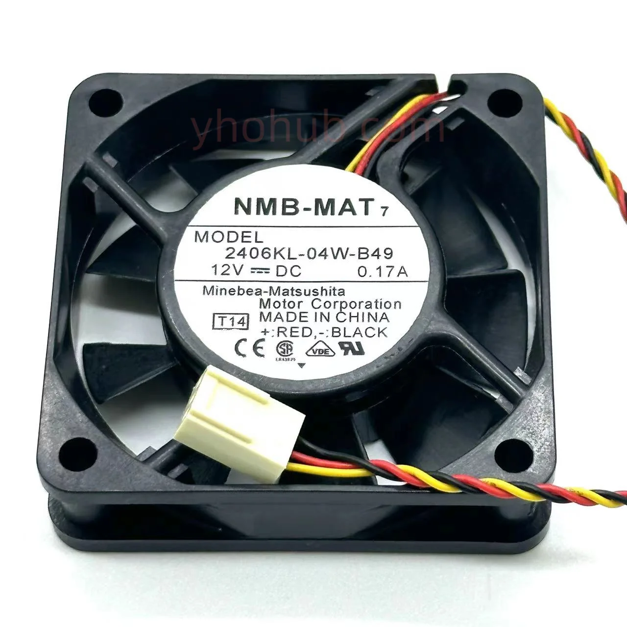 

NMB-MAT 2406KL-04W-B49 T14 DC 12V 0.17A 60x60x15mm Server Cooling Fan