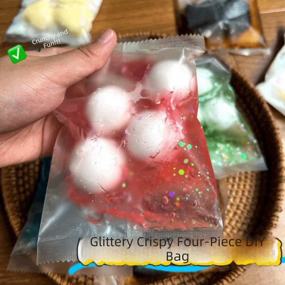 Wax Coating Crispy Handmade Ball Handmade Crunch Sound Sensory Dumpling Squishy Pinch Round Ball Fidget Squeeze Bag