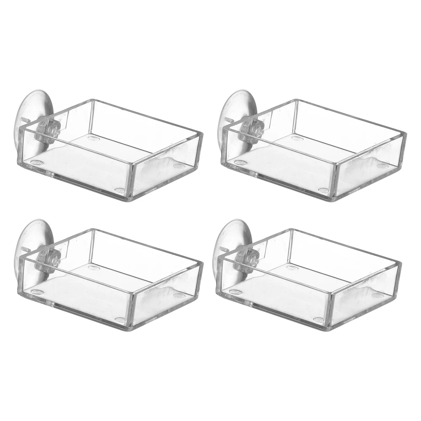 

4Pcs Aquarium Feeder Bowl Acrylic Material Clear View Easy Clean Strong Suction Cup for Fish and Shrimp Fish Tank Feeding Tray