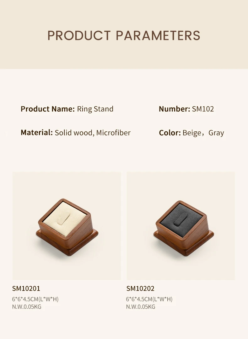 Oirlv Solid Wood Ring Holder,Square Single Ring Display Stand,Showcase Jewelry Display Bear Earrings Bracelet Jewelry Holder