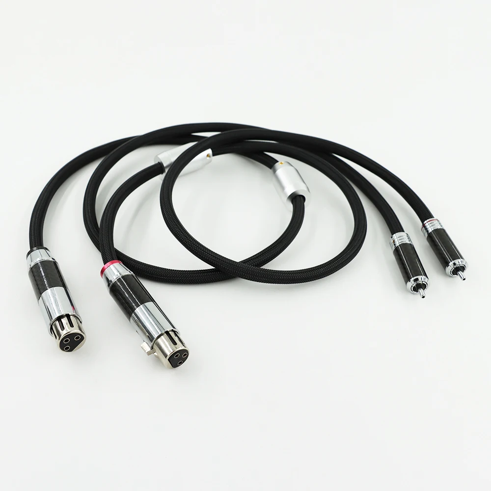 one pair 4N sterling silver XLR male female to RCA audio cable power amplifier to CD player microphone adapter cable