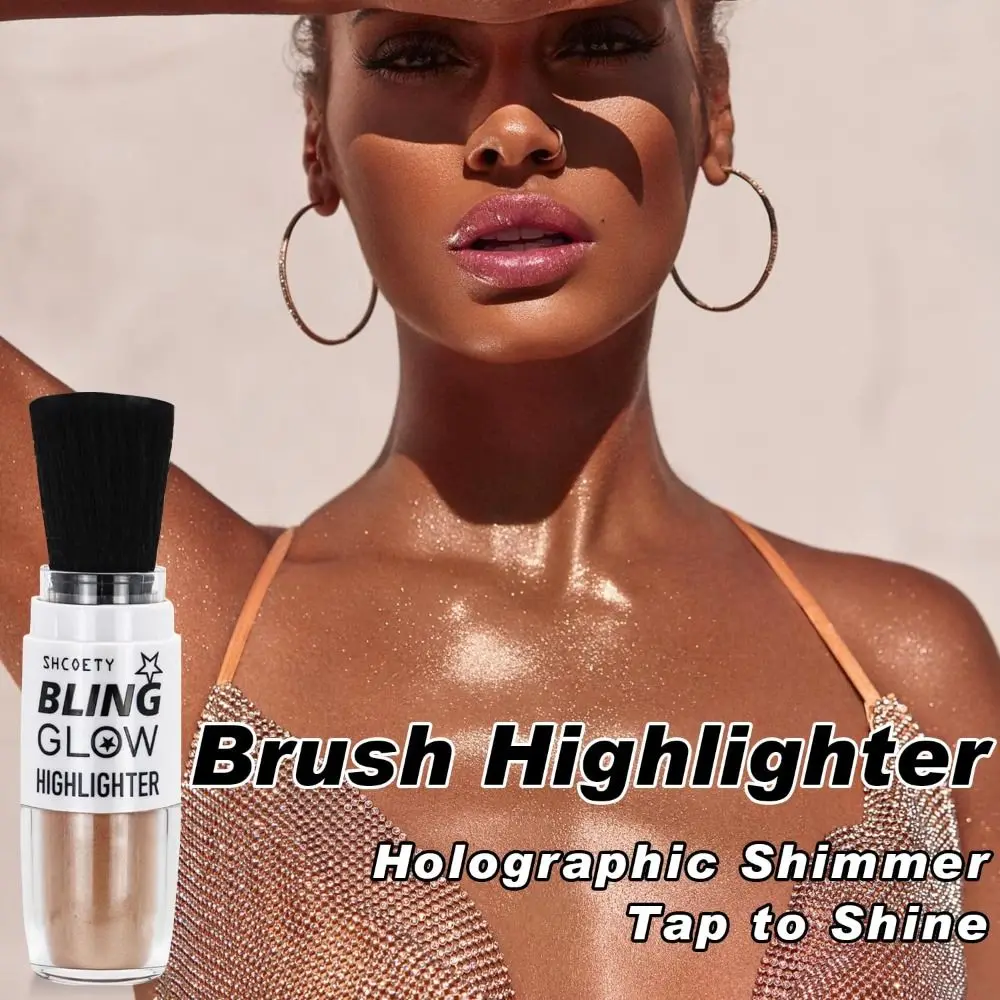 Long Lasting Highlighter Powder Easy To Apply Multifunctional Usage Shimmer Body Glitter Brush Powder Sparkle Patting Powder