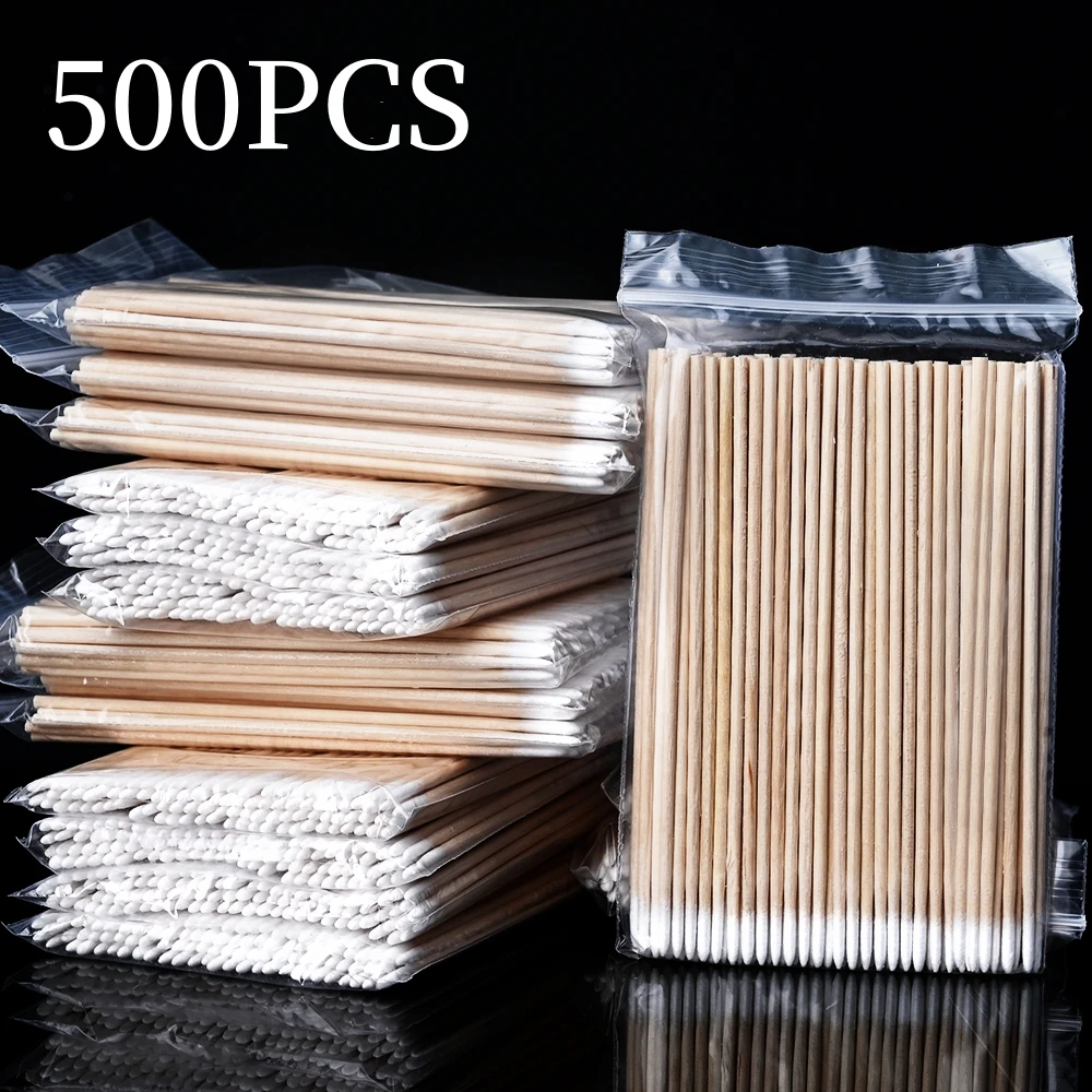 500Pcs Nails Wood Cotton Swab Clean Sticks Nail Polish Remover Art Tools Wooden Ultra-small Swab Nail Polish Tool Cuticle Pusher