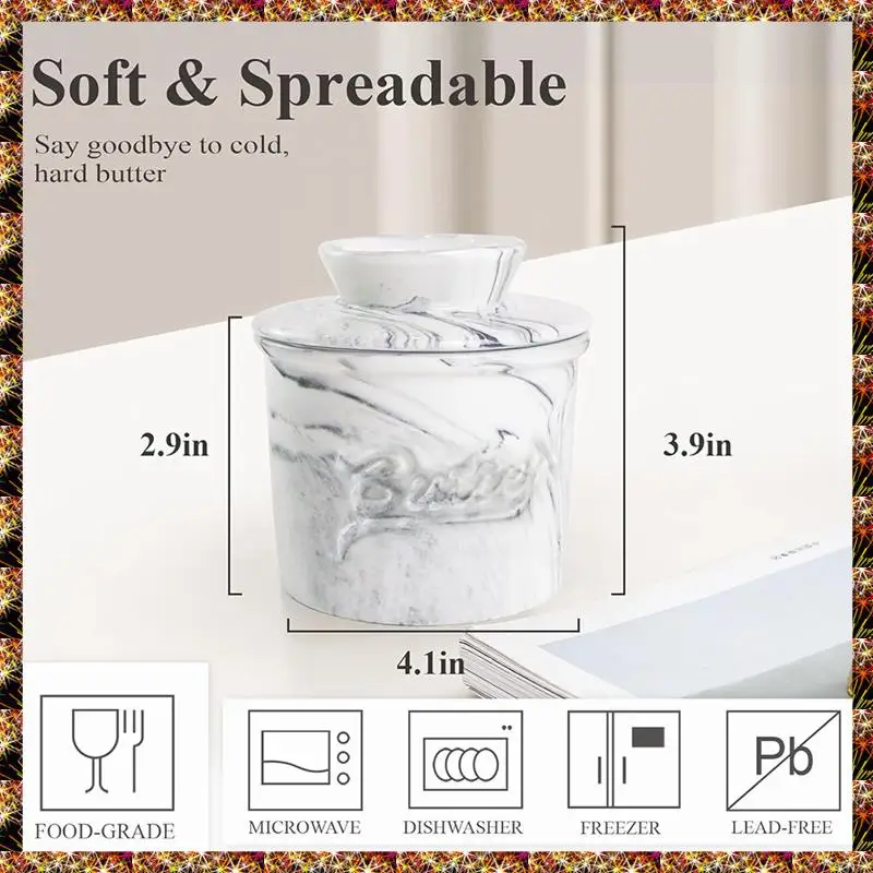 BTCL Butter Crock For Counter With Water, Butter Keeper For Spreadable Butter  Butter Dish With Lid For Countertop