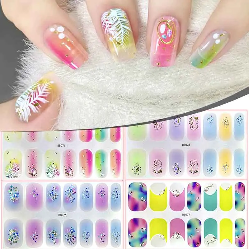 Vibrant Full Wrap Nail Polish Stickers Self-Adhesive Nail Decals For DIY Nail Art Woman NailS Charms Sticker Flowers Sticker