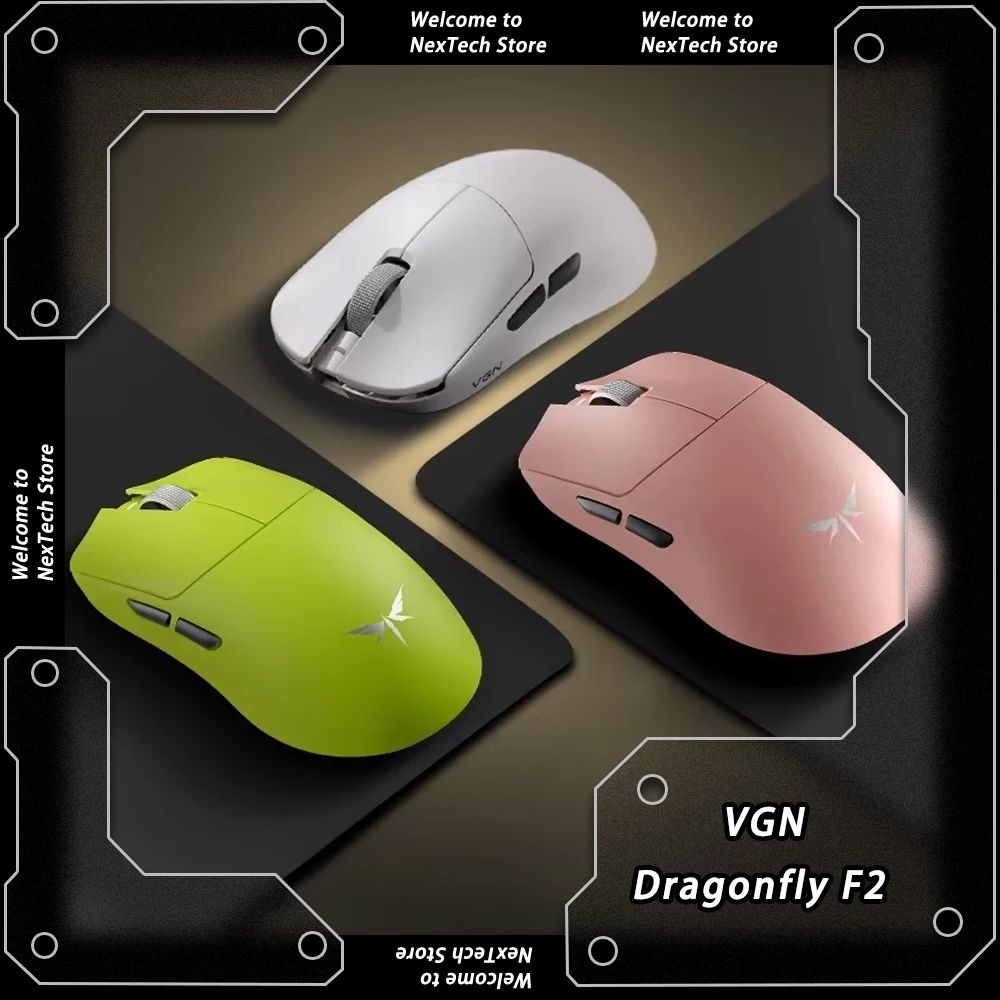 Vgn libélula f2 mouse sem fio tri-mode paw3950 8000hz e-sports gaming ratos leve pc gamer portátil acessórios personalizados