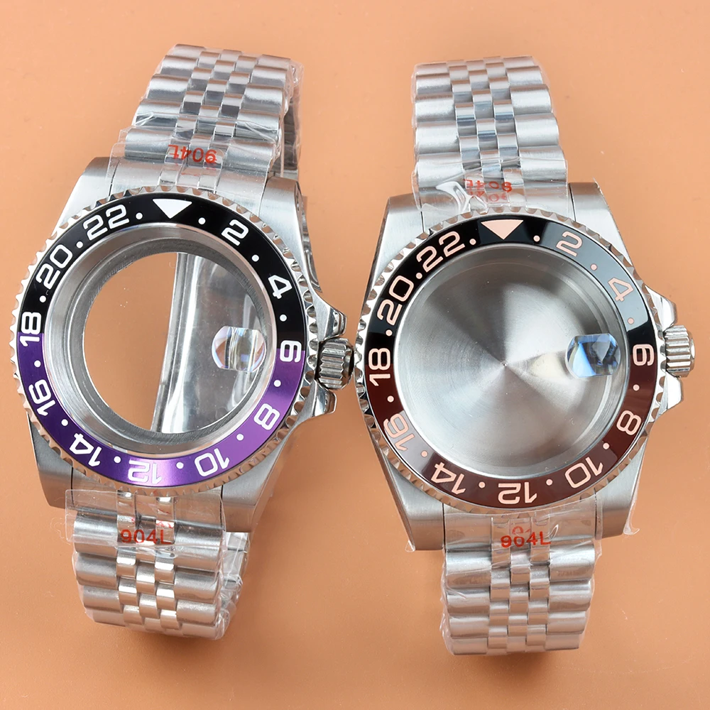 

100m Diving Case 40mm Fit GMT Seiko NH35 NH34 NH36 NH38 Movement 28.5mm Dial Jubilee Strap Stainless Steel Sapphire Glass Case