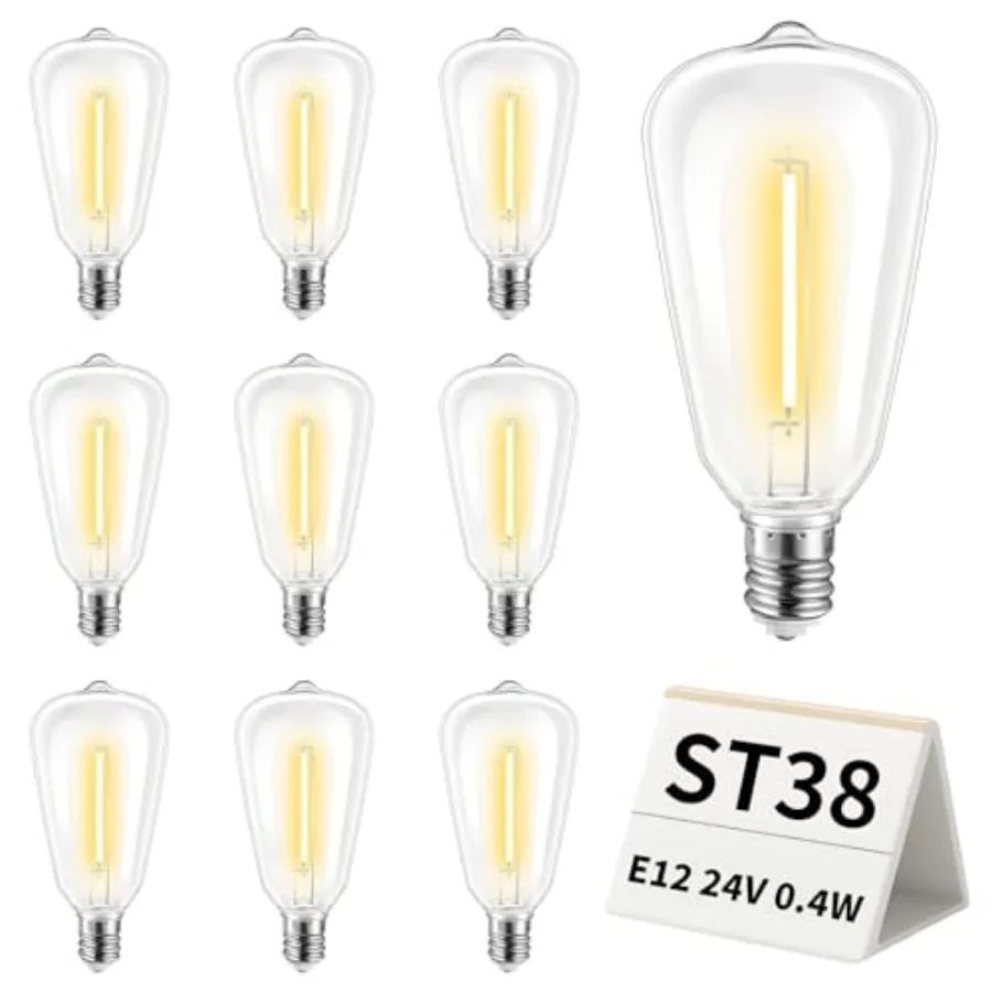24V System Specialist] -Pack Low Voltage ST38 LED Bulbs, E12 Base RV Awning and Camper Light Spares, IP65 Waterproof Plastic, S