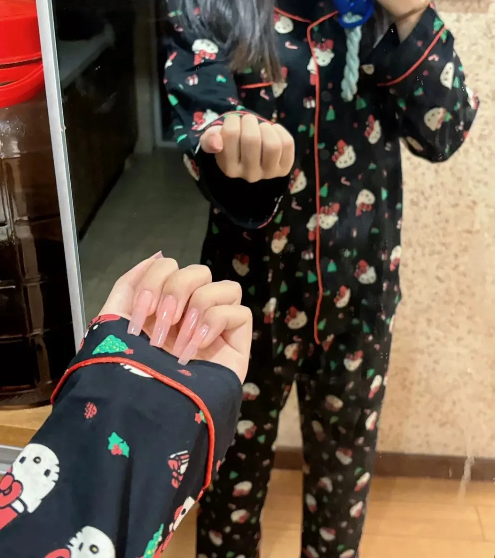 Kawaii النساء منامة دعوى مرحبا كيتي عيد الميلاد القطن الكرتون Kuromi الخريف الفتيات ملابس منزلية غير رسمية أنيمي لطيف السراويل بأكمام طويلة