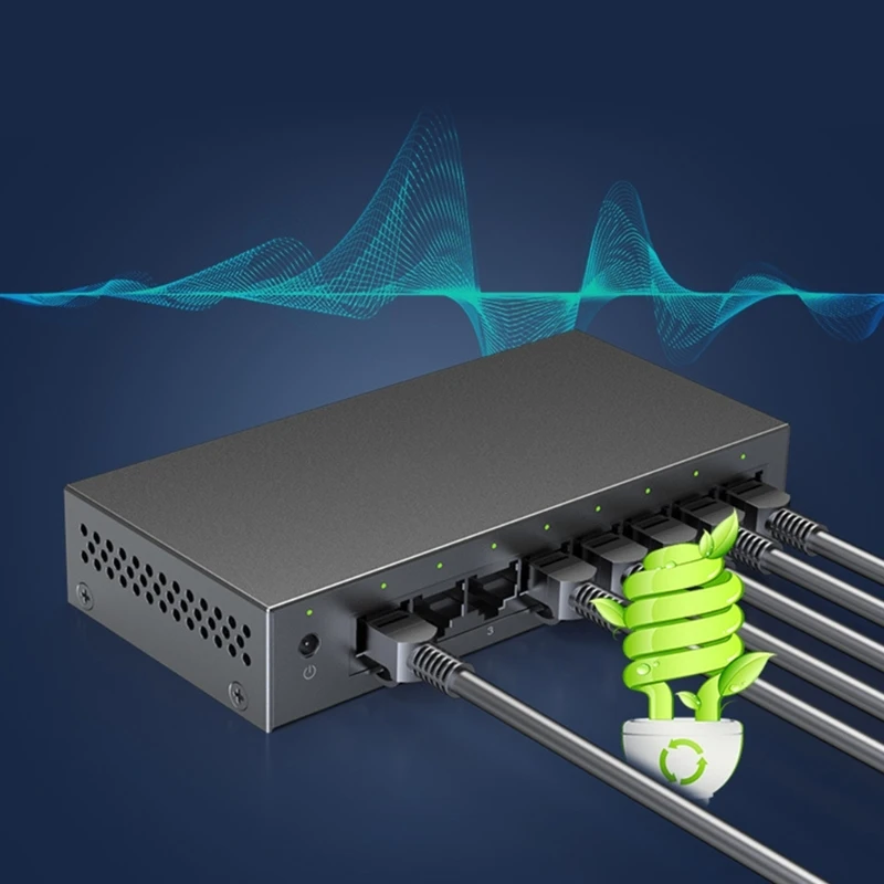 Fast Speed ​​8 Port Gigabit Networking Switches Metal Case Case Auto Technology Technology Technology