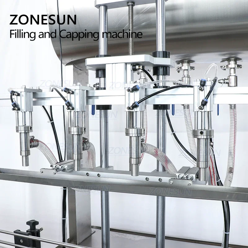 ZONESUN pneumatique jus désinfectant huile automatique miel plastique bouteille ronde liquide vis remplissage Machine de capsulage