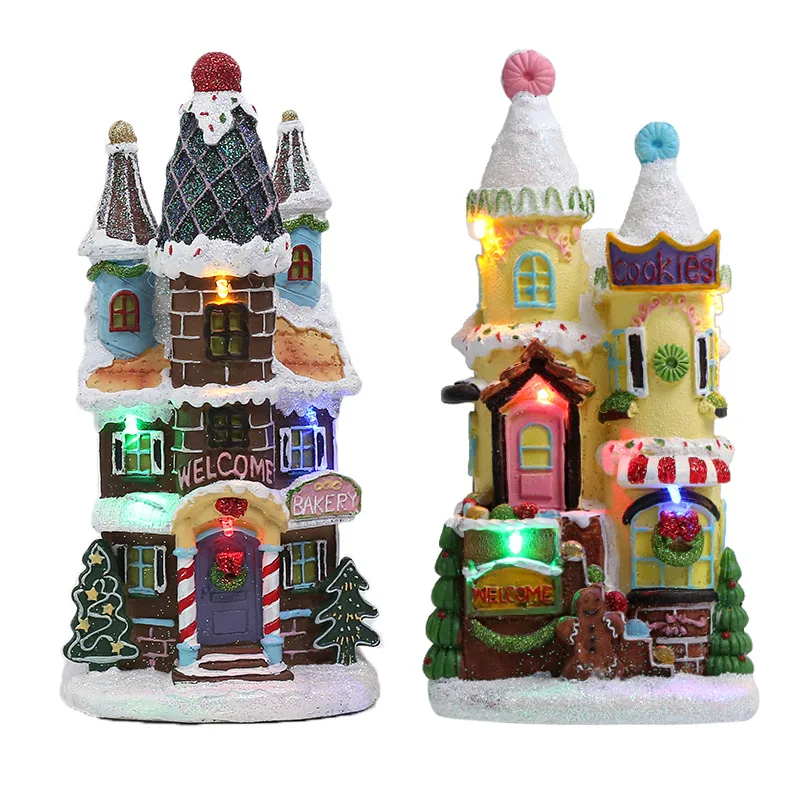 

Christmas Decorations Resin Crafts Exquisite Luminous Biscuit House Home Ornaments Christmas Decorations Cute Christmas Gifts