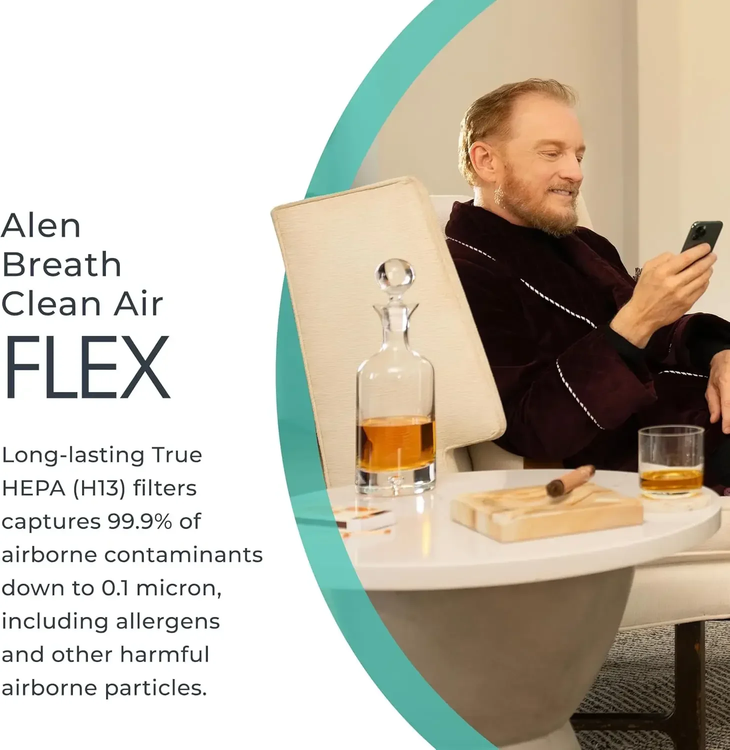 Alen Air Purifier BreatheSmart Flex HEPA with Fresh Filter + Carbon | 1400 Sq. Ft | Perfect for Bedrooms & Home Offices