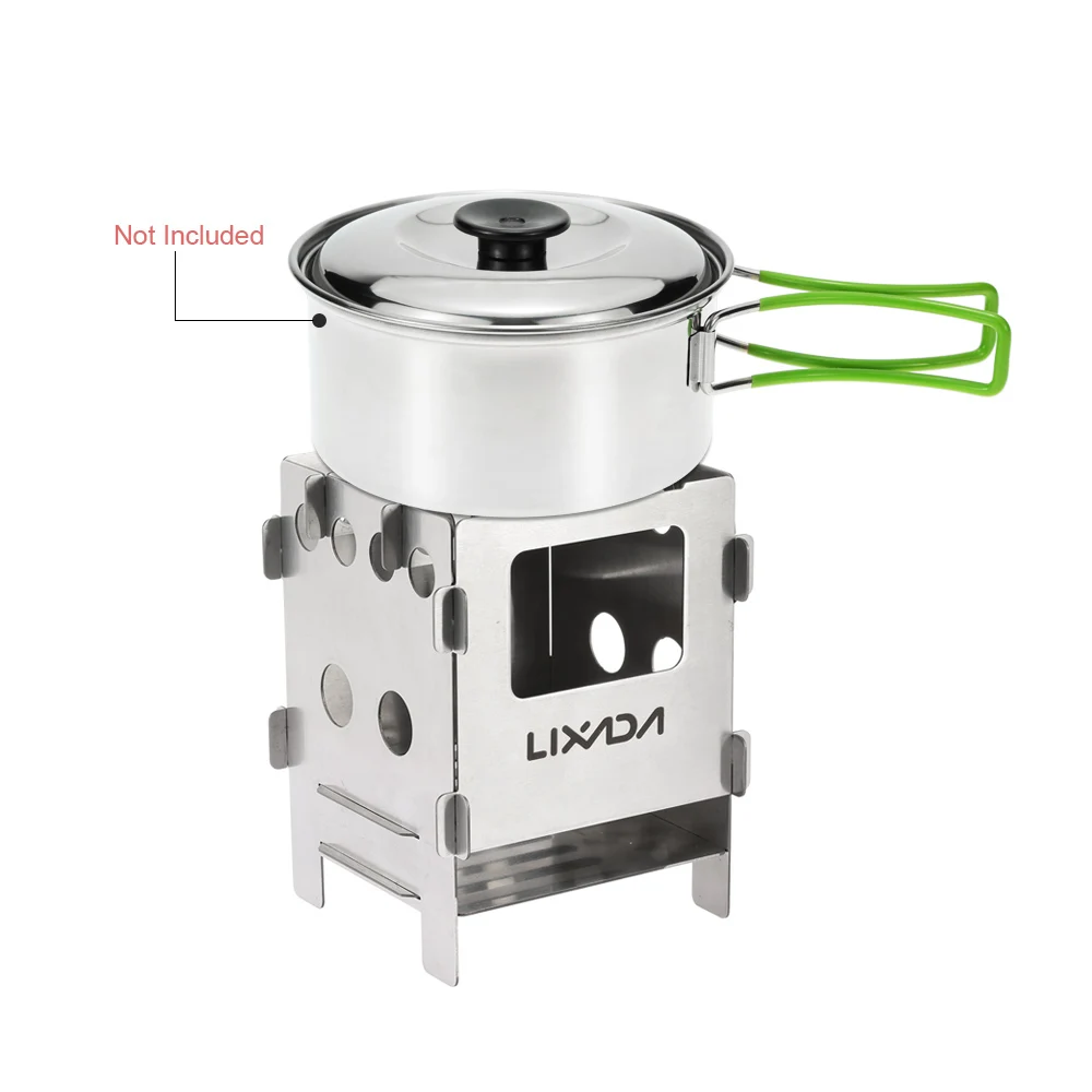 في الهواء الطلق المحمولة الفولاذ المقاوم للصدأ للطي شواء الشواء الجرف صغير الفحم نزهة موقد التيتانيوم الخشب موقد في الهواء الطلق #1