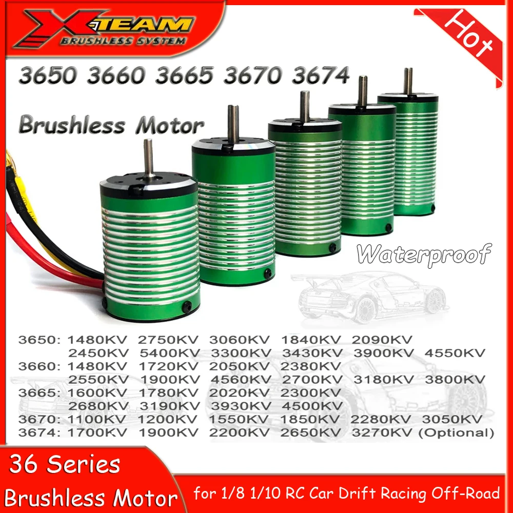 

X-Team 3650 3660 3665 3670 3674 Водонепроницаемый бесщеточный двигатель для 1/8 1/10 RC Car Drift Racing Off-Road Boat Аксессуары для радиоуправляемых моделей