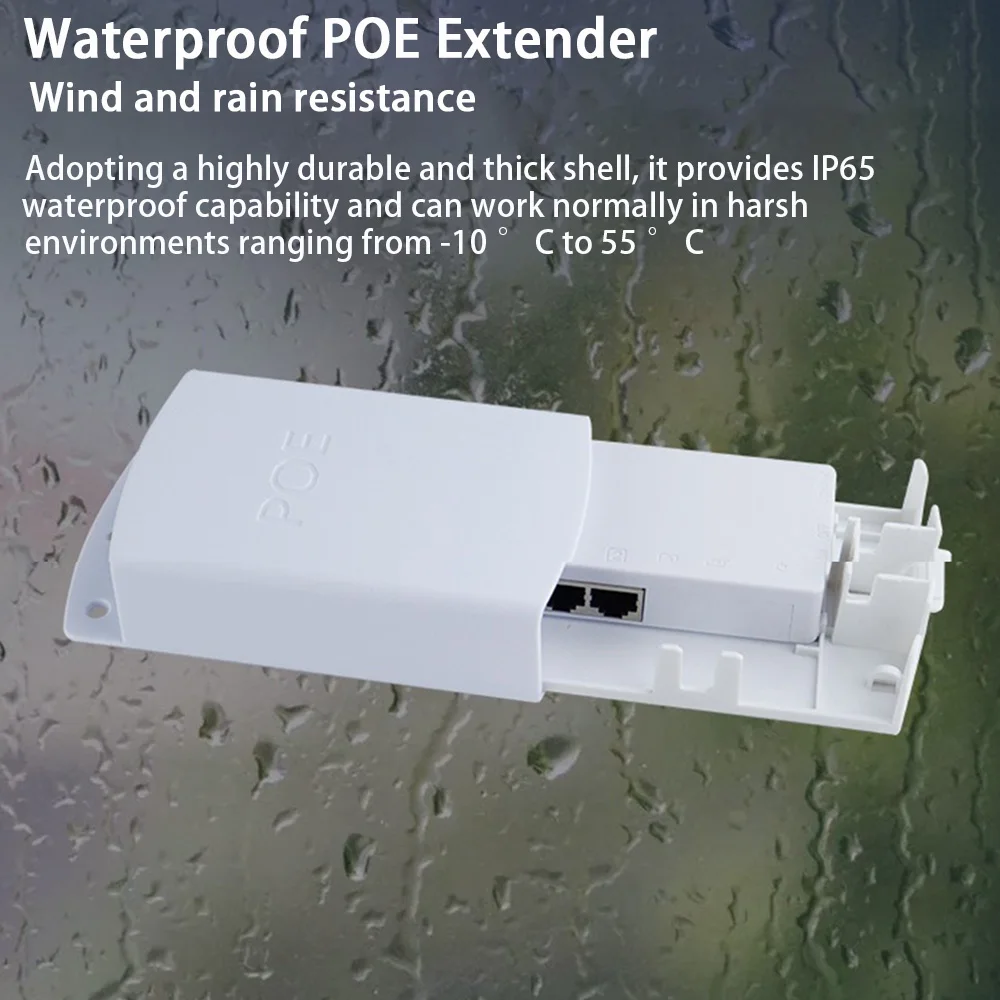 Waterproof 2 Port POE Extender 10/100Mbps 1 to 2 POE Repeater 12V Outdoor 250Meters with IEEE802.3af/at for POE Switch IP Camera