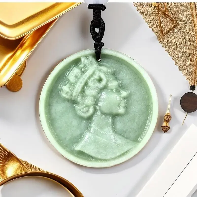 Jade Queen of England Pendant Green Luxury Designer Natural Gemstones Jewelry Stone Gift Accessories Charm Necklace Talismans