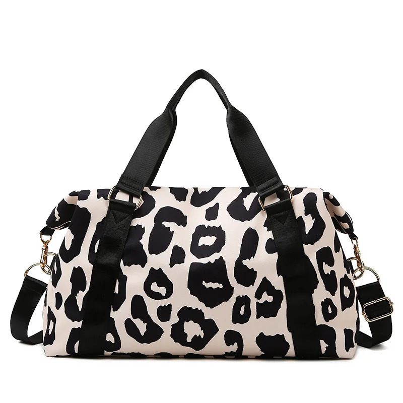 Bolsos de viaje oxford con estampado de leopardo para mujer, bolsos versátiles de mano grandes, bolsos de fitness, bolso de bessiness, novedad de 2024