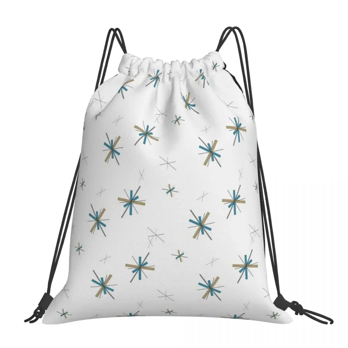 50's Starburst Inspired Pattern Backpack Portable Drawstring Bags Drawstring Bundle Pocket Storage Bag Book Bags For Man Woman