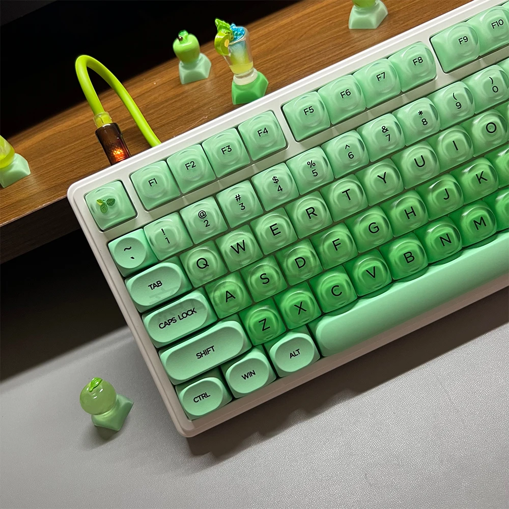 130keys Crystal Soda Green Jelly Keycaps Keyboard HOA Profile PBT Key Caps Custom Gaming Mechanical Keyboard Keycap Set