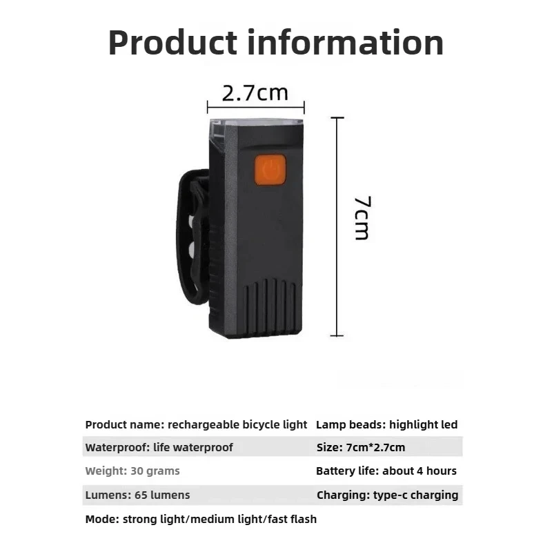 Bike LED Light Highlight Bike Front Lamp USB Recharge MTB Headlighty Waterproof Night Warning Flashlight Cycling Lanterns